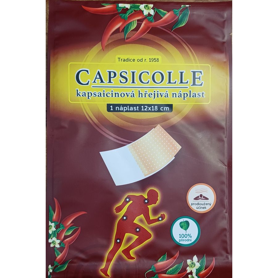 Capsicolle Capsaicin patch 12 × 18 cm melegítőtapasz erősebb fájdalomcsillapító hatással